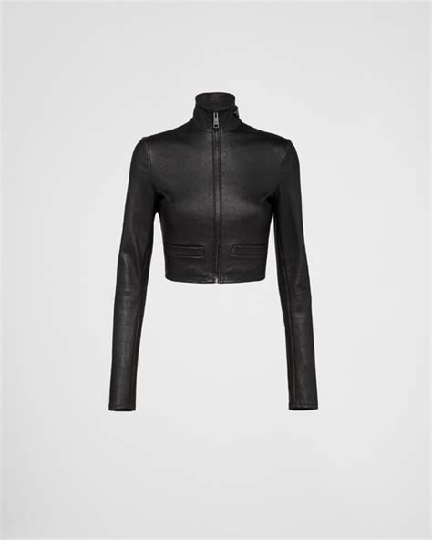 giubbotto prada art 136|Black Stretch Nappa Leather Jacket .